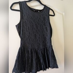 Dex Navy Blue Lace Peplum Tank